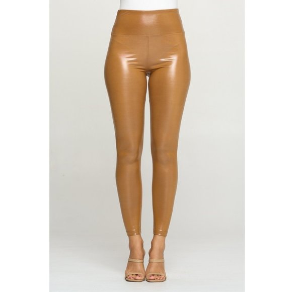 A Classy Chic Boutique Pants - Chocolate USA High Waisted Vinyl Leggings